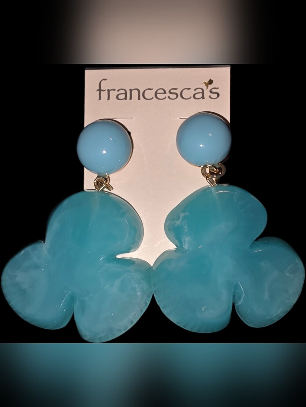 Blue Floral Drop Earrings